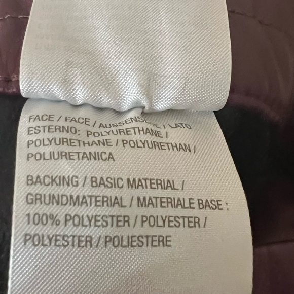 Susan Graver Faux Leather Pull On Ankle Pants Button Detail Wine Size 1XP - Picture 4 of 5